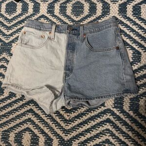 Levi's Blue Jean Shorts High-Waisted Two-Tone